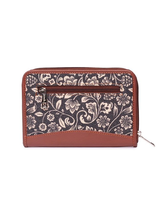 ZOUK Women's Flomotif Print Handmade Vegan Leather Wallets and Jute Purse for Ladies - Clutch with Indian Print - Wallets for Mobile Phones (Multicolour) - Image 4